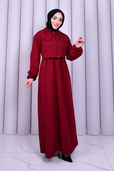 Wual giyim New Model Gilet Jacket and Dress Set