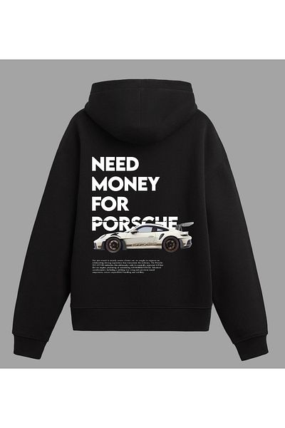Edizen Χρειάζεστε χρήματα για Porsche Premium Hoodie Unisex Oversize 100% βαμβακερό φούτερ με μαύρη κουκούλα