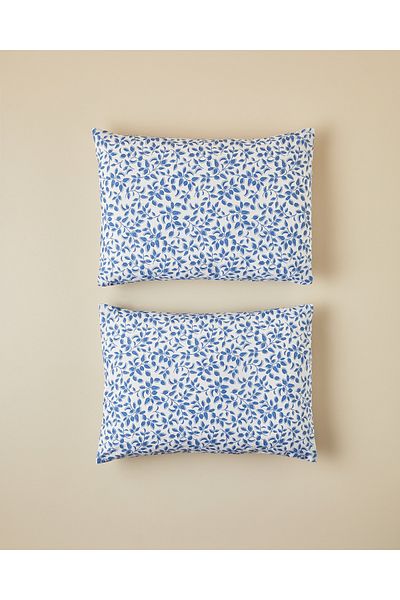 English Home Leaf Harmony Easy-Iron 2-Piece Pillow Case 50X70 cm Blue