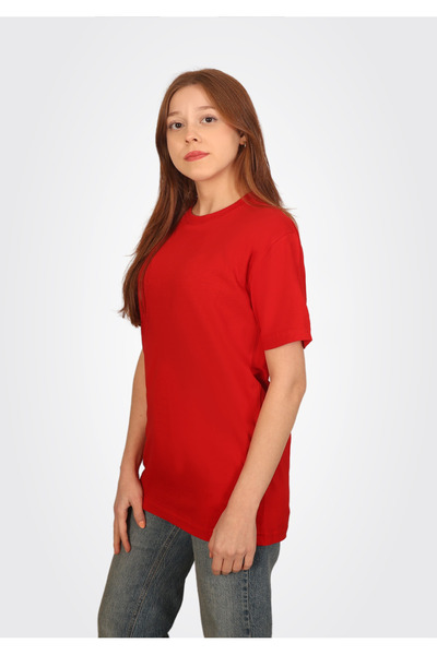 Chicheva Women's Boyfriend Mold Crew Neck Red Basic T-Shirt