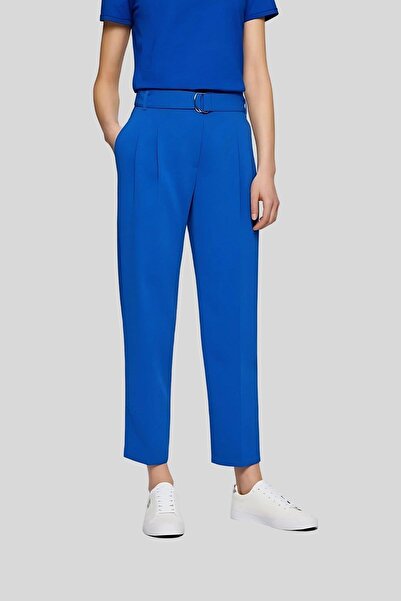BOSS Regular Fit Kemerli Kadın Pantolon Mavi