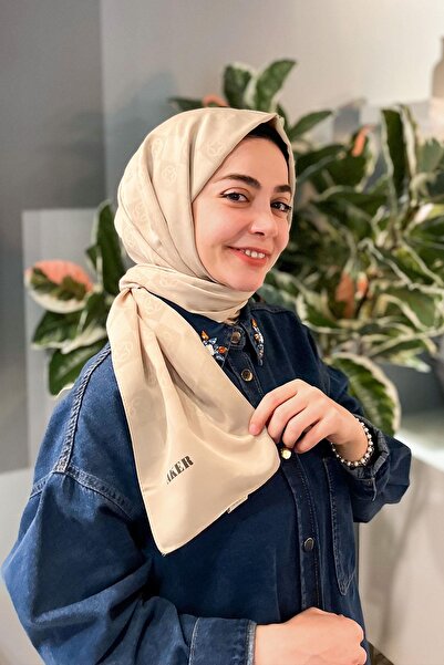 Aker Şal Jacquard Monogram în șah -1070700-961 - Bej nisip