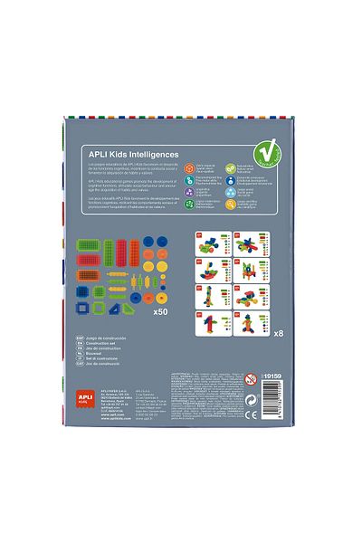 Apli Kids Educational building game, Stickle Bricks, 3D shapes, 50 multicolored pieces, Stem, Apli, +4 years