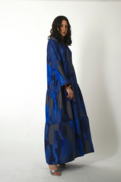 ABBRA Women's Prevailing Collar Pocket Detailed Maxi Summer Dress