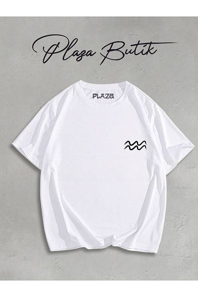 Plaza Butik Tricou oversize unisex cu sigla Vărsător imprimat