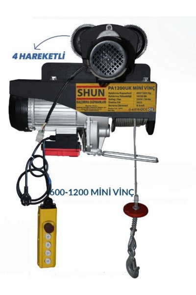 Shun PA1200UK Uzaktan Kumandalı 4 Hareketli Elektrikli Vinç 600/1200 Kg