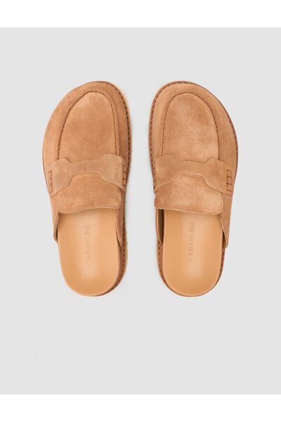 Cabani Papuci de damă 100% piele naturală din piele intoarsa maronie