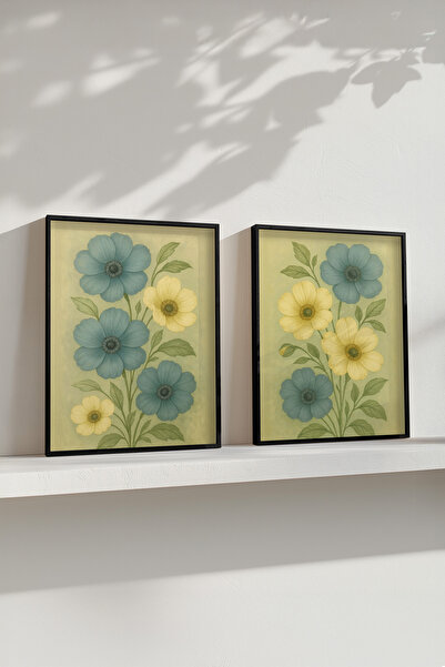 STARYUNA 2'li set za slikanje sa crnim drvenim okvirom i cvećem Yuna200