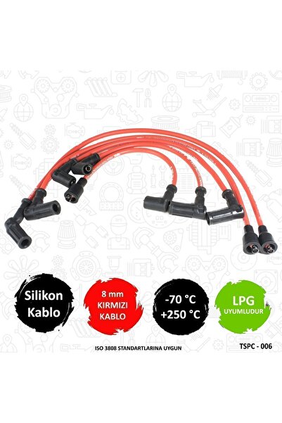 Genel Markalar 7716092 - Fiat Tempra - Tipo - SLX 1.4 1.6 -Kısa Bobin Kablolu Buji Kablosu (Karbüratörlü)