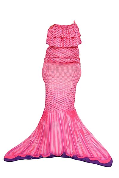 Lolliboomkids Girls Mermaid Mermaid Ruffle Bikini / Swimsuit 3 Piece Suit Pink Color Transition Concept