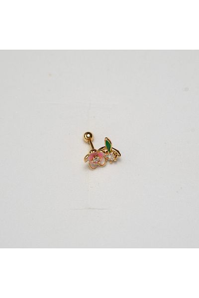 Piercing by Sever Pink Mined Flower Leaf Steel Piercing Gold/Gold Color, Transparent Stone (Targus Helix Conch Flat)
