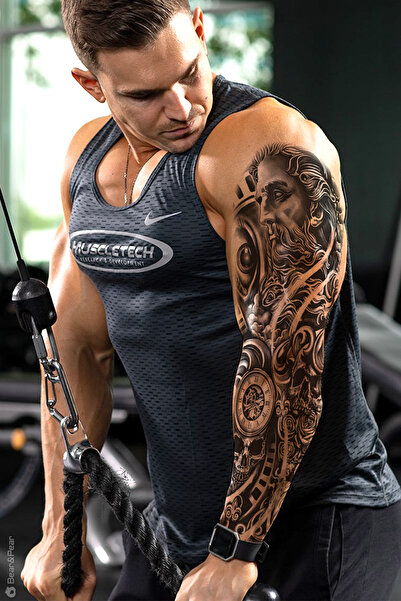 BP Tattoo Poseidon Kol Dövmesi Kol Kaplama Sleeve Tattoo