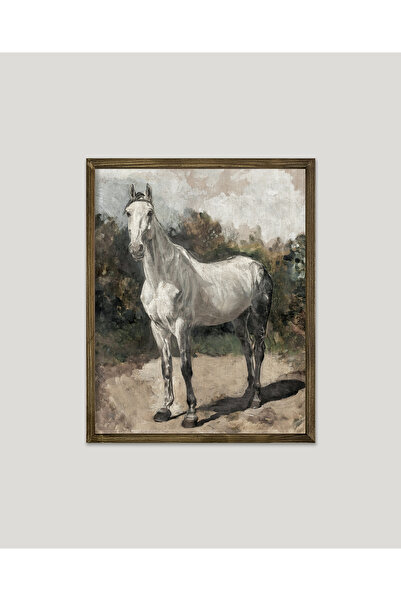 Vetro Design Постер с бял кон в рамка