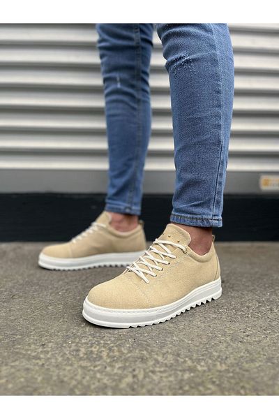 Zerenyus JY152 Cool Lace-up Suede Ανδρικά καθημερινά αθλητικά κλασικά παπούτσια - κρέμα