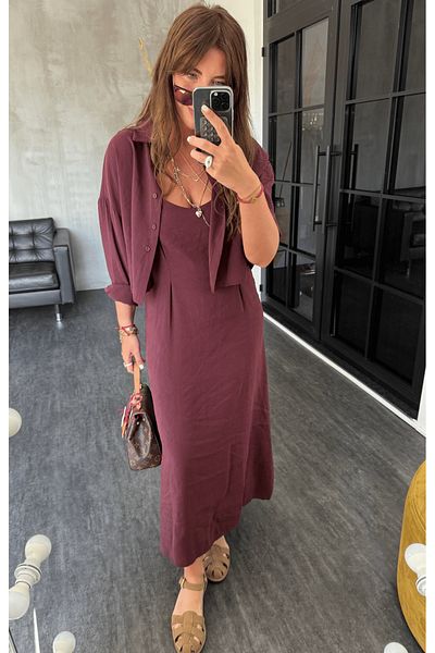 My Blog Set rochie cămașă modal prune - 51153