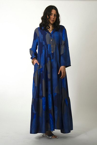 ABBRA Rochie de vară maxi cu buzunar cu guler de judecător pentru femei
