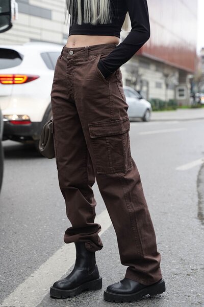 Madmext Kahverengi Cep Detaylı Kargo Pantolon Mg1602