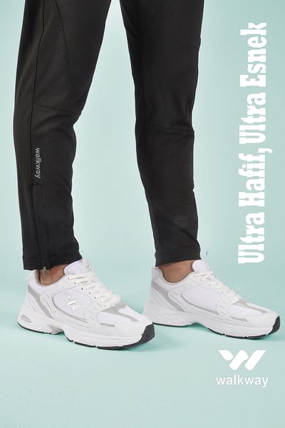 WALKWAY Run M Λευκό-ασημί Unisex Sneakers – Ελαφρύ, εύκαμπτο και άνετο σχέδιο