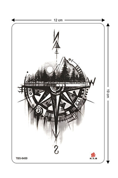BP Tattoo Pusula ve Manzara Geçici Dövme