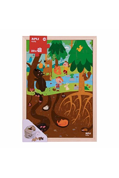 Apli Kids Ξύλινο παζλ 28 τεμαχίων, Forest, με Τσάντα αποθήκευσης κομματιών, A...