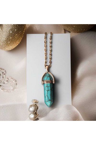 feyza collection Natural Stone Turquoise Nail Necklace