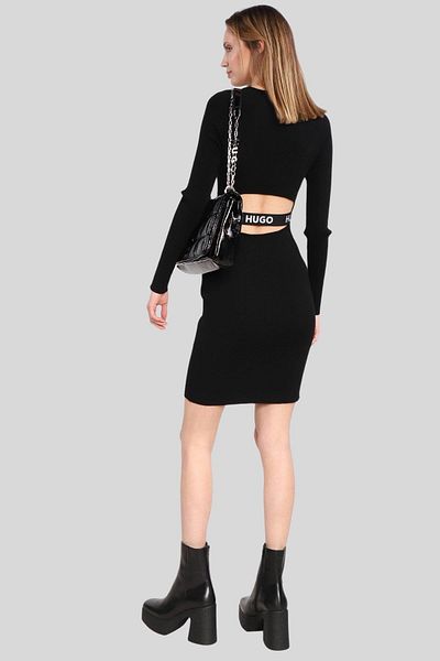 HUGO Long Sleeve Women's Knitted Dress Black