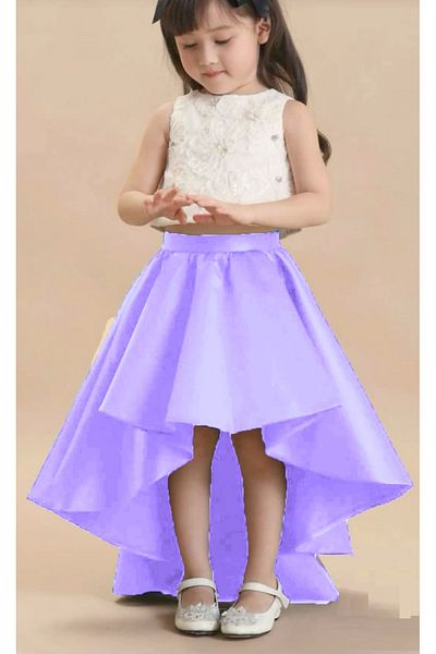 nsmkidslife Girl's Lilac Color Asymmetrical Skirt