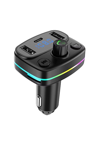 TUROVE Bluetooth Araç RGB Müzik Çalar Fm Transmitter MP3 Oto Çakmaklık Şarj M...
