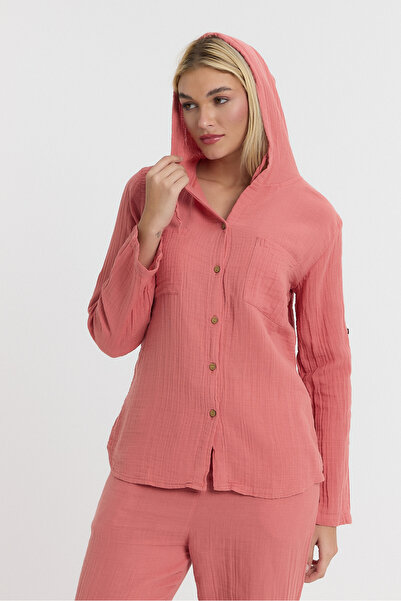 TCT TEKSTİL Set - Muslin Hooded Shirt and Paradise Leg Trousers Set - 1030 - ...