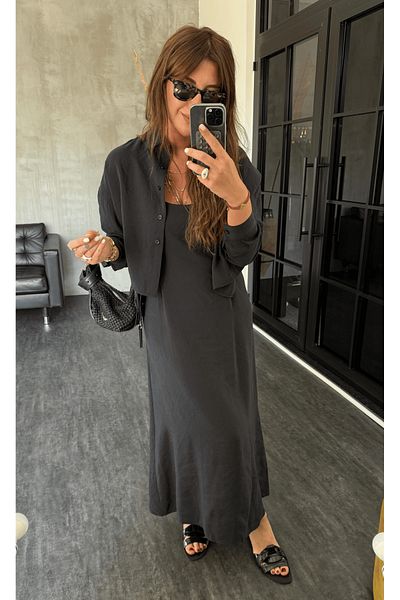 My Blog Black Modal Shirt Dress Set - 51153