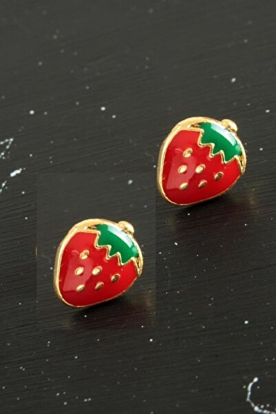 Panowill Design أقراط صغيرة مطلية بالفراولة للنساء