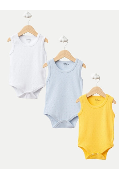 Tiffany Atlet Body %100 Pamuklu Çıtçıtlı Basic 3'lü Set Body Zıbın Karışık Re...