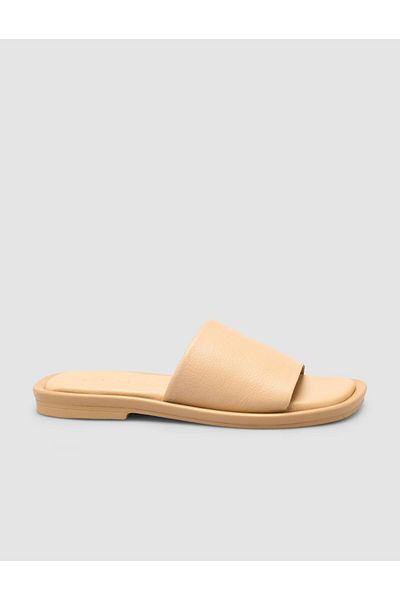 Cabani 100% Genuine Leather Beige Women's Slippers