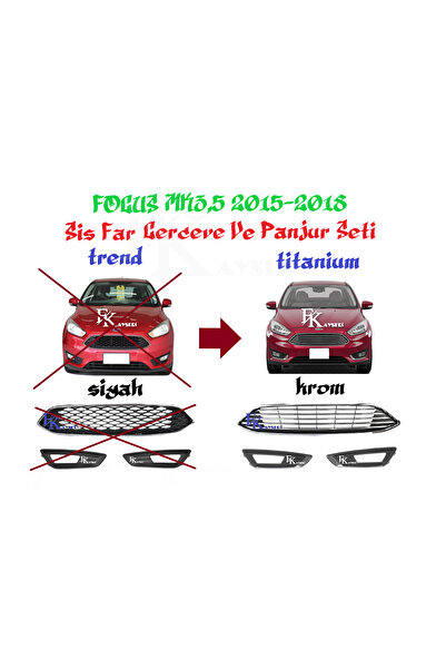 TAIWAN Focus Titanium Ön Tampon Panjuru Ve Sis Far Çerçevesi 2015- Sonrası Uy...