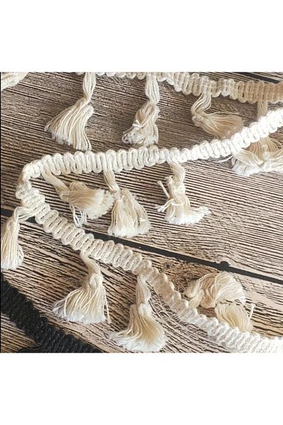 OZN AKSESUAR Ribbon Tassel Lace Trim Home Decor Carpet Edge Clothes Edge Cotton Tassel Fringe White