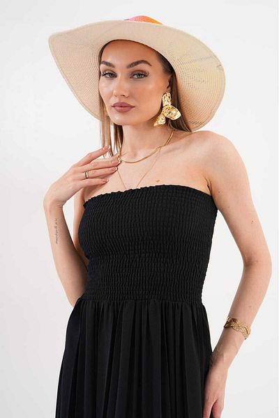 GigiTex Strapless Giped Summer Thin Pleated Slit Dress Standard Suitable for Size 32-40 Height 120 cm
