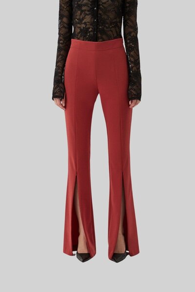 HUGO Kadın Regular Fit Yüksek Bel Fermuarlı Pantolon Kırmızı