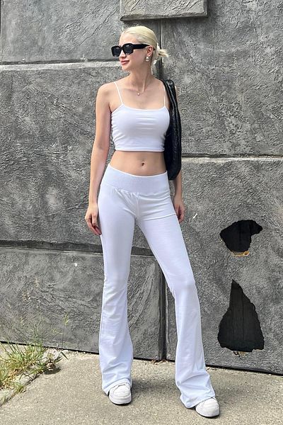 Madmext Weiße spanische Hose mit Kordelzug und hoher Taille - MG2096