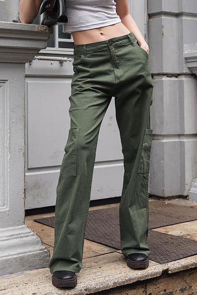 Madmext Khakifarbene gerade geschnittene Cargohose Mg1601