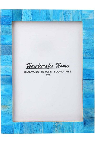 Artizanat Home photo frame, wood/metal, blue, 20 x 25 cm