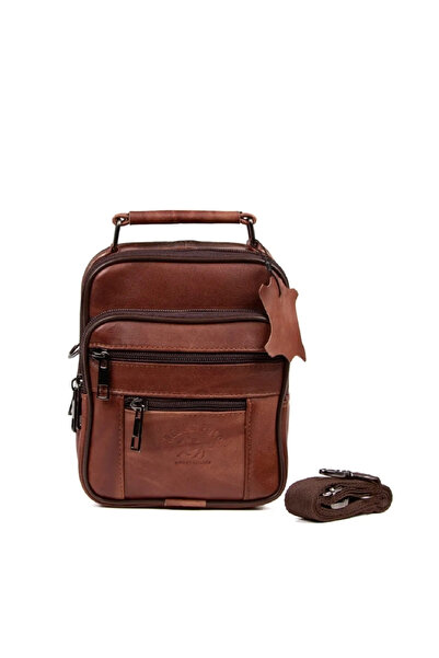 Newish Erkek Taba Hakiki Deri Çapraz El Ve Omuz Çantası