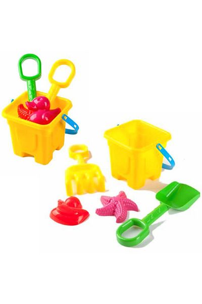 Erdem Bucket Beach Set |   5 Pieces Colorful Sand Play Set |   3 Years+