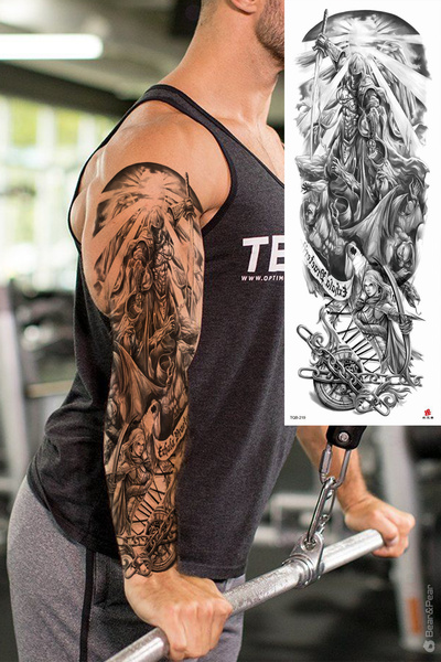 BP Tattoo Paladin Şövalye Kol Kaplama Geçici Dövme Knight Tattoo
