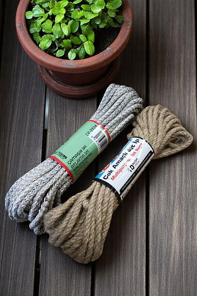 intoku Multi-Purpose Jute Rope Multi-Purpose Rope Clothesline Skipping Rope Set of 2 Total 20 Meters