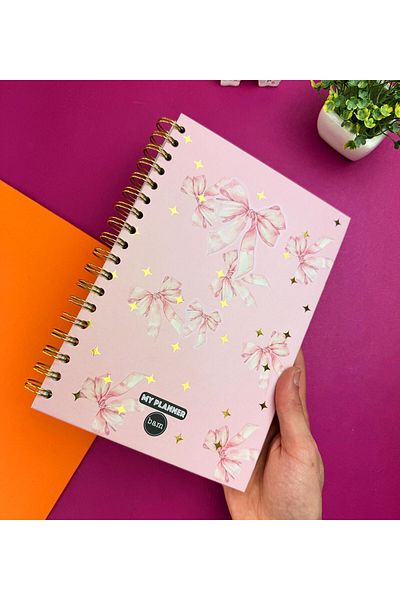 Gift Moda Talking Agenda with Gold Gilded Bow Design