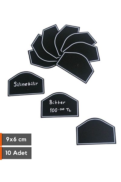 Şeffaf Etiket 10Pcs Erasable Black Label Decorative Blackboard Shaped Dessert Coffee Cafe Name Board 7