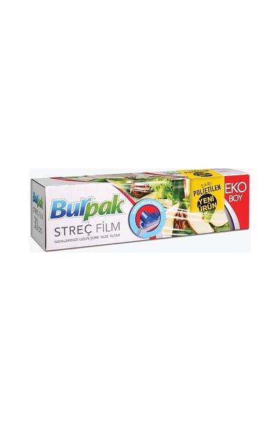 Burpak Yellow Transparent Kitchen Roll - 30 cm x 166 m Stretch Film Foil, 9 Micron Food Grade