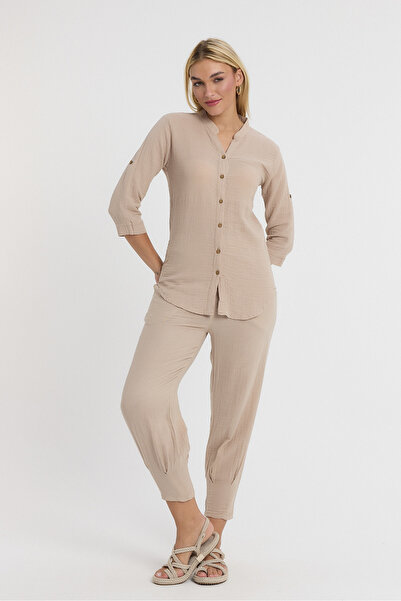TCT TEKSTİL Suit - Muslin Collar Shirt and Paradise Pants Suit - 1010-2030