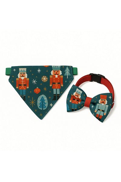 MS Pet Design Adjustable Cat Dog Bandana Bow Tie Set - Christmas Gift Lead Soldier