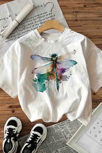 MYADA Special Design Watercolor Color Cumbüsü Printed Oversize T-Shirt 23630